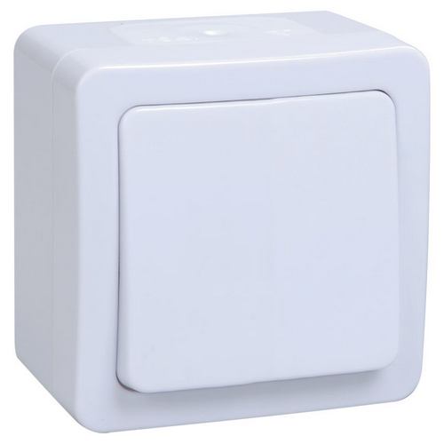 Купить IEK GERMES PLUS ВСп20-1-0-ГПБ выкл 1кл проход. о/у IP54 (цвет клавиш: белый)