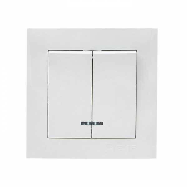 EKF PROxima Валенсия выключатель 2-кл. 10А белый с индикатором