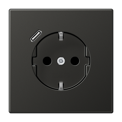 JUNG Розетка SCHUKO® с USB-зарядным устройством, тип С термопласт антрацит AL1520-18CAN-L