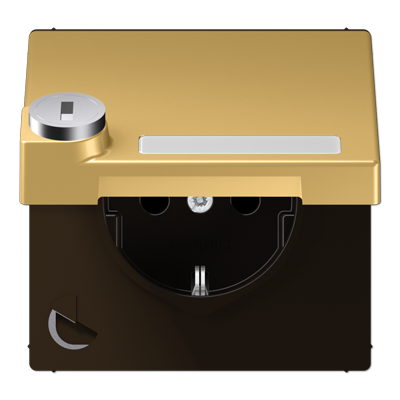 JUNG SCHUKO розетка с крышкой и замком,  латунь Classic ME1520NAKLSLC