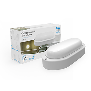 Gauss Светильник ЖКХ UNIVERSAL овал 12W 980lm 6500K 160-260V IP65 198*96*53 белый LED 161411312