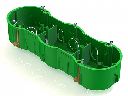 CHINT Коробка установочная 3-местная,212х70х45мм для скрытого монтажа в полых стенах (с саморезами, с мета