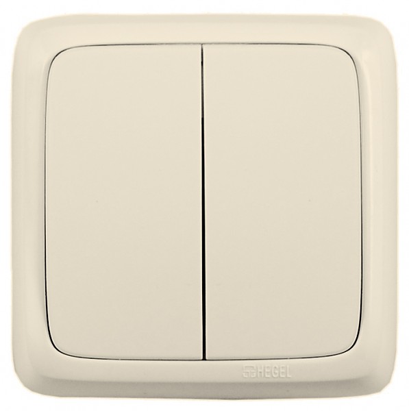 Hegel Альфа наруж Слоновая кость ВА10-153-01 Выключатель 2-клавишный с изол. пластиной