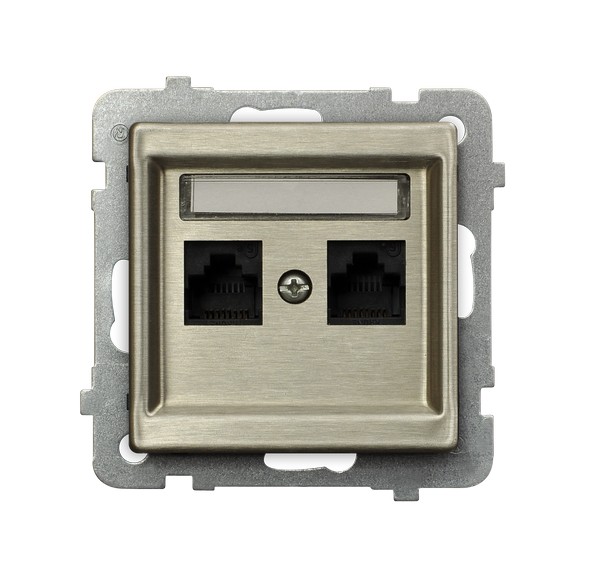 Ospel Sonata Медь (Новое серебро) Розетка компьютерная 1-я, категория 5e, RJ-45, без рамк GPK-2RM/K/m/44