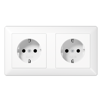 JUNG Механизм двух SCHUKO-розеток для кабель-каналов, монолит с рамкой, белая AS1522BFWW