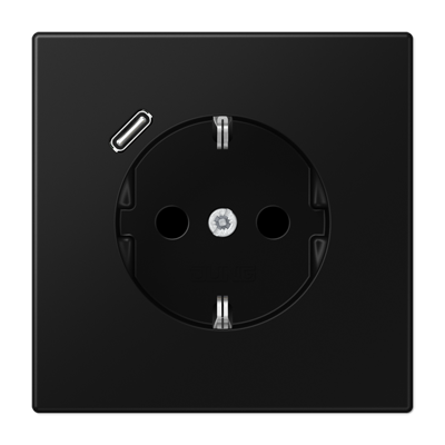 JUNG LS 990 Черный матовый Розетка с USB-зарядным устройством, тип С, SCHUKO LS1520-18CSWM