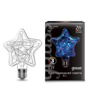Gauss Лампа Filament Star 2W Е27 RGB LED /40 160802008