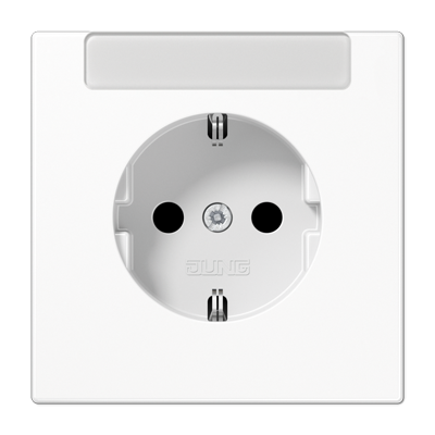 JUNG SCHUKO®-розетка 16 A / 250 B ~с дополнительной защитой и полем для надписи, белый LS1520INAWW