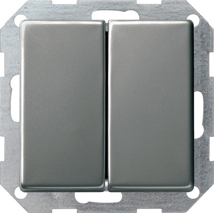 Gira E22 Сталь Переключатель 2-кл самовозвратный 10А, 250V вертикал. 286120