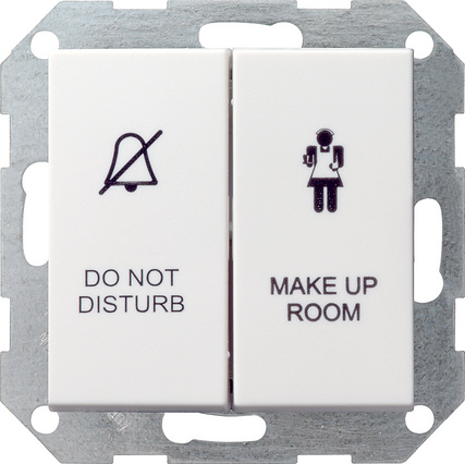 Gira S-55 Бел Выключатель 2-клавишный c индикацией для отелей, в сборе 110427