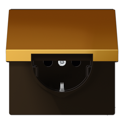 JUNG LS 990 Блеск золота Розетка с/з с крышкой безвинт.зажим GO1520KL