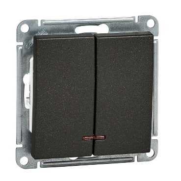 SE Wessen 59 Черный бархат Выключатель2-клавишный, с подсветкой 10АХ VS510-251-6-86