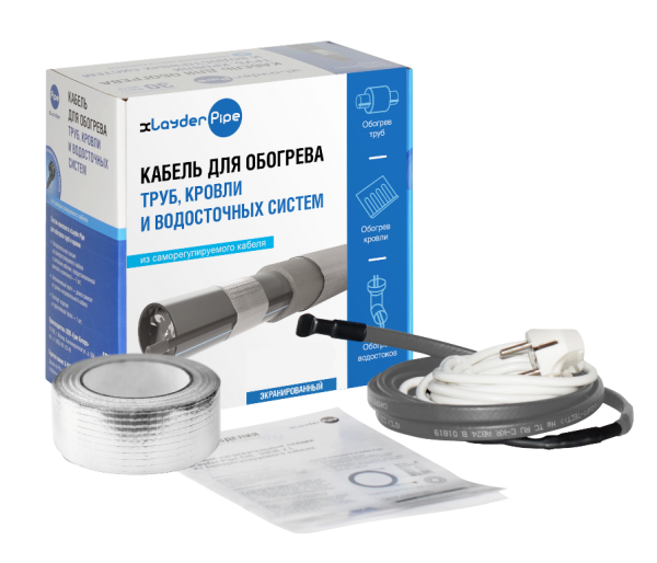 Комплект для обогрева труб с защитным экраном xLayder Pipe EHL-CR, 30 Вт/м2, 3 м