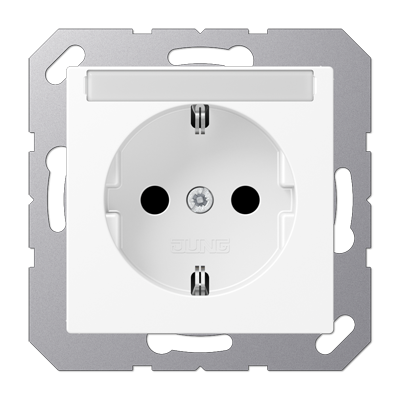 JUNG A Flow/A 550 Белый матовый Розетка  16A 250V с полем для надписи, SCHUKO A1520BFNAWWM