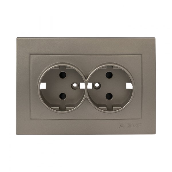 EKF PROxima Валенсия лицевая панель розетки 2-местной с/з 16А кашемир с защ. штор.