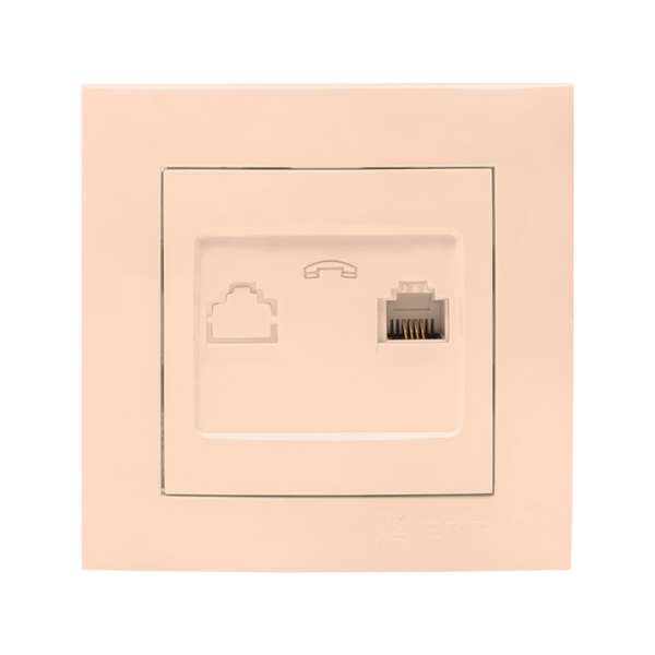 EKF PROxima Валенсия розетка телефонная RG-11 1-местная кремовая