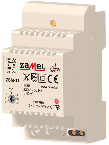 Zamel Блок питания стабилизированный 230VAC/3-24VDC 125мА IP20 на DIN рейку 3мод ZSM-11