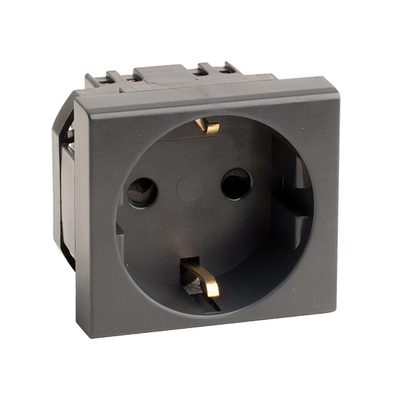 DKC Розетка силовая 2Р+Е, со шторками, «Viva», 2 мод., цвет черный