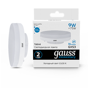 Gauss Лампа Elementary GX53 9W 680lm 6500K LED 83839