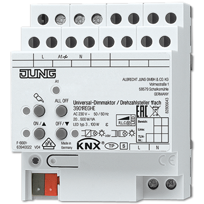 JUNG KNX Светорегулятор 1-канальный 500W 3901REGHE