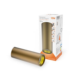 Gauss Светильник Overhead накл цил 12W 900lm 3000K 170-240V IP20 79*200мм кофе золото LED HD002