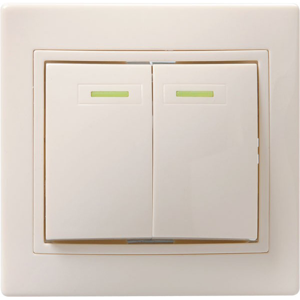 Купить IEK KVARTA ВС10-2-1-ККм Выключатель 2кл с инд. 10А (кремовый)