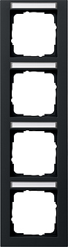 Gira E2 Черный Рамка 4-ая вертикальная с полем для надписи 111409