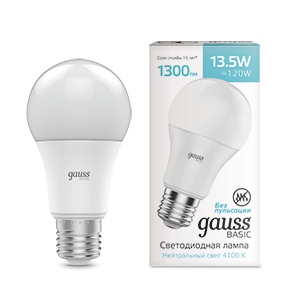 Gauss Лампа Basic A60 13,5W 1300lm 4100K Е27 LED 1023224