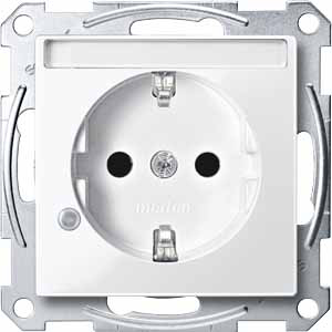 Купить SE Merten SM Полярно-Бел Розетка с/з и шторками поле для надписи + индикации(MTN2303-0319)