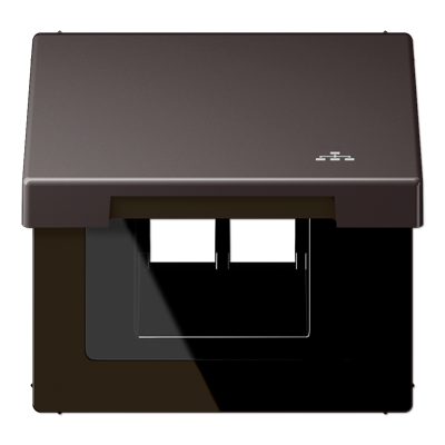 JUNG Накладка и крышка для двойных UAE розеток с символом "сеть" металл дарк AL2990KLLAND