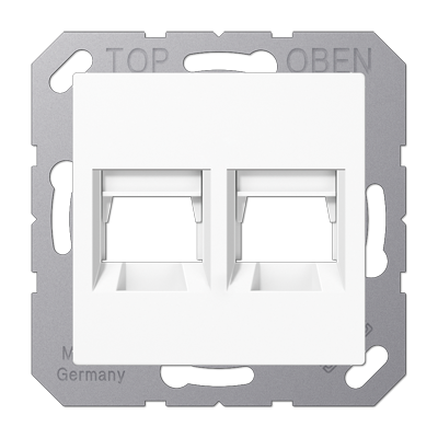 JUNG Kрышка для 2-х разъемов без видимого винта подпружиненная шторка термопласт белый A1569-2WEWW