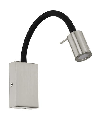 Eglo 96567 Светодиодный бра TAZZOLI, 1х3,5W (LED), L65, H300, cталь, пластик, никель матовый, черный Eglo 96567 Светодиодный бра TAZZOLI, 1х3,5W (LED), L65, H300, cталь, пластик, никель матовый, черный
