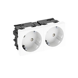 OBO Bettermann Розетка силовая 33° двойная 2х2К+З Modul45connect, со шторками, 16А 250В белая 6120483