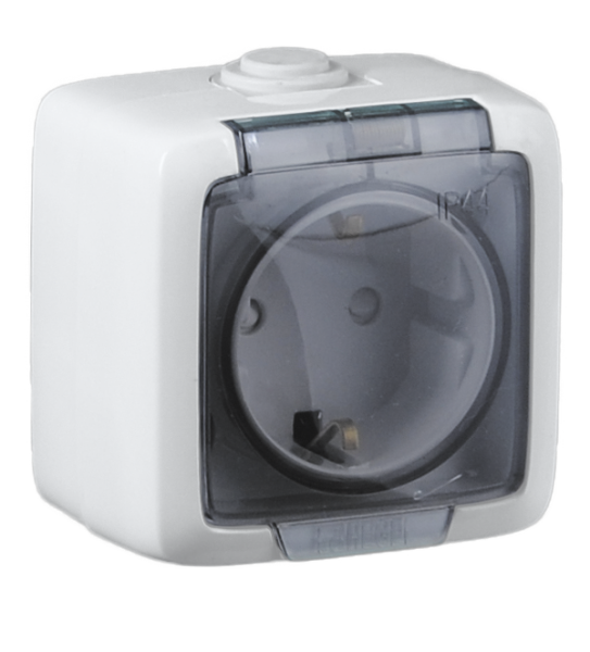 Hegel Альфа IP44 наруж Белая РА16-211 Розетка с/з, брызгозащищенная