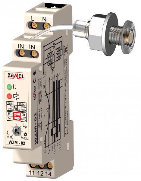 Zamel Реле уровня освещенности, 10А, выбор диапаз. освещённости, с режимом "постоянно включен", на DIN-рейку (датчик SOH-01 в комплекте) WZM-02/S1