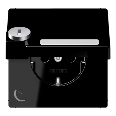 JUNG SCHUKO-розетка с крышкой  и замком, чёрный LS1520NAKLSLSW