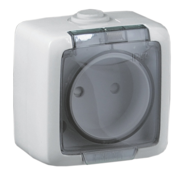 Hegel Альфа IP44 наруж Белая РА16-201 Розетка, брызгозащищенная