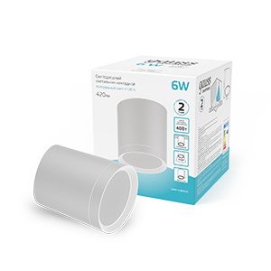 Gauss Светильник Overhead накл цил 6W 420lm 4100K 170-240V IP20 68*75мм белый с расс LED HD022
