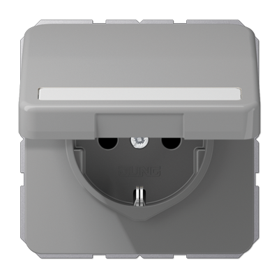 JUNG Штепсельная розетка SCHUKO 16A 250V~ с полем для надписи и защитой от влажности серая CD1520BFNAKLGR