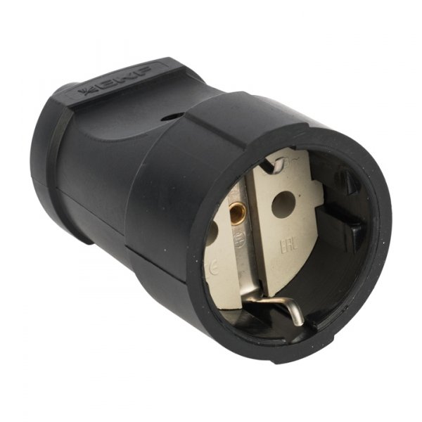 EKF PROxima Гнездо штепсельное с/з черн. ПВХ 16A 250B
