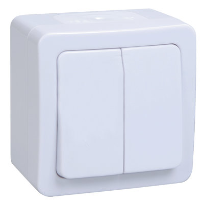 Купить IEK GERMES PLUS ВС20-2-0-ГПБ Выключатель 2кл о/у IP54 (цвет клавиши:белый)