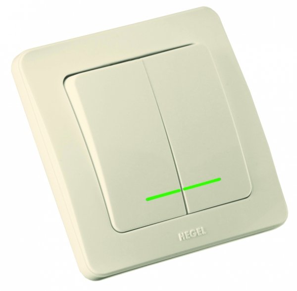 Hegel Мастер внутр Слоновая кость ВС16-352-01 Выключатель 2-клавишный, с индикацией