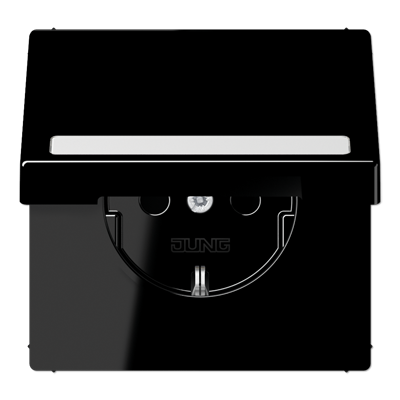 JUNG SCHUKO розетка с полем для надписи и крышкой, чёрный LS1520BFNAKLSW