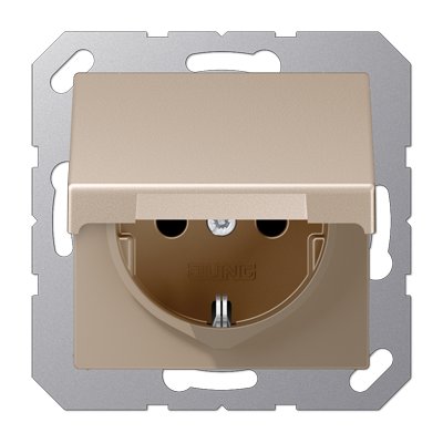 JUNG Шампань Розетка штепсельная Schuko 16A 250V с защитой от детей, с крышкой (термопласт) A1520BFKIKLCH