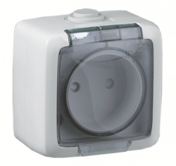 Hegel Альфа IP44 наруж Белая РА16-202 Розетка, со шторками, брызгозащищенная