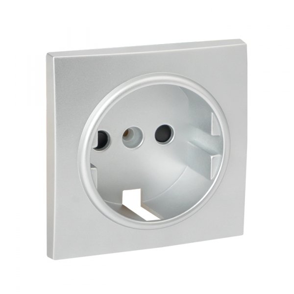 EKF PROxima Валенсия лицевая панель розетки 1-местной с/з 16А сталь с защ. штор.