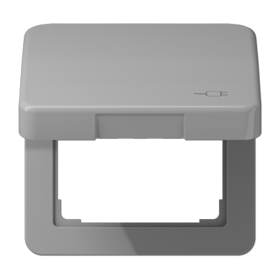 JUNG Рамка с подпружиненной крышкой для механизмов 50*50, с символом "Вилка", серый CD590KLSOCGR
