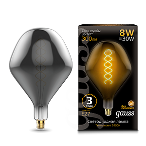 Gauss Лампа Filament SD160 8W 300lm 2400К Е27 gray flexible LED 163802008