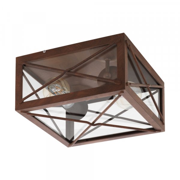 Eglo 64751 Уличный настенно-потолоч. свет-к GAUDESI, 2X60W(E27), сталь оцинкованная, коричн антик/ стекло