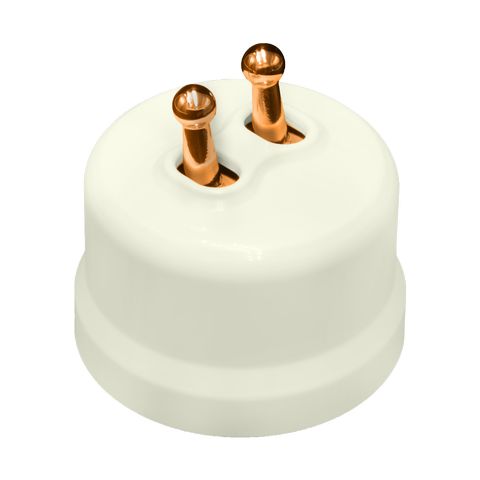 BIRONI Лизетта Пластик Слоновая кость Выключатель 2-кл (тумблерный), ручка Медь B1-232-211-C